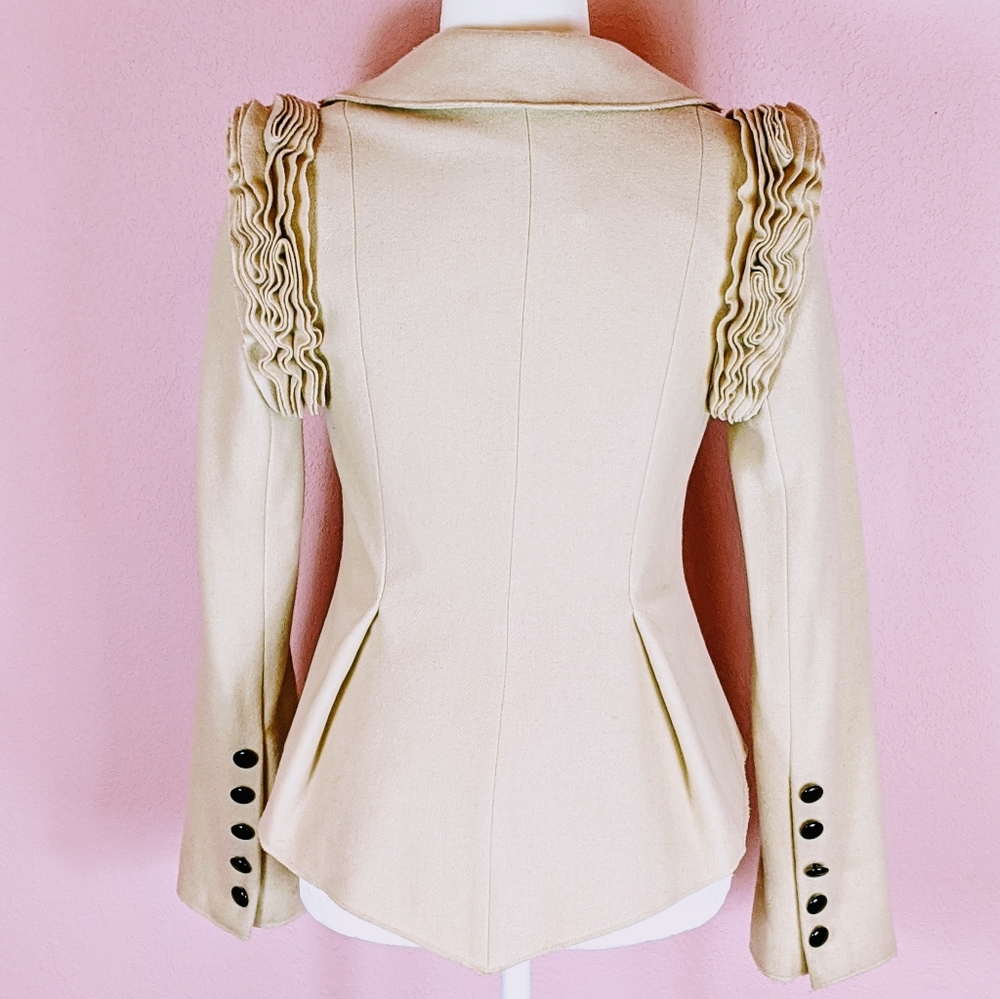 Robert Rodriguez Tan Wool Peplum Jacket Size 2 - image 4